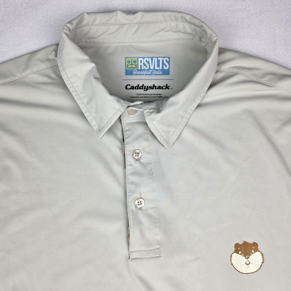 RSVLTS Caddyshack Golf Polo Shirt Mens Large Gray Short Sleeve Polyamide Spandex - Picture 2 of 13